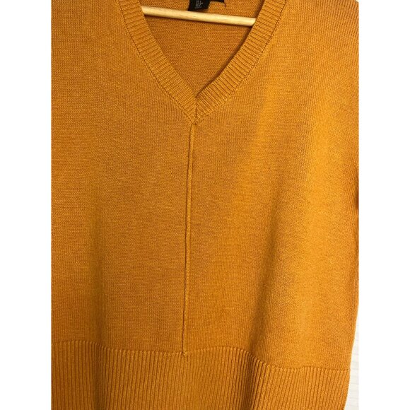 Tahari US Small Sweater V-neck Mustard Yellow Long Sleeve Side Slits - Picture 9 of 16